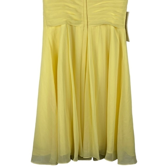 AZAZIE AMANI DAFFODIL YELLOW PLEATED CHIFFON HALTER KNEE LENGTH BRIDESMAID DRESS - Picture 9 of 13